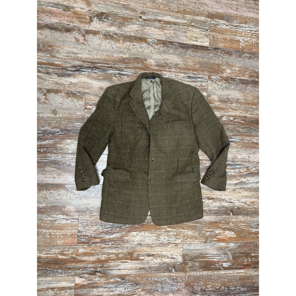 Mens Vintage Burberrys Green Plaid Sport Coat Wool Union USA Made Size 44L